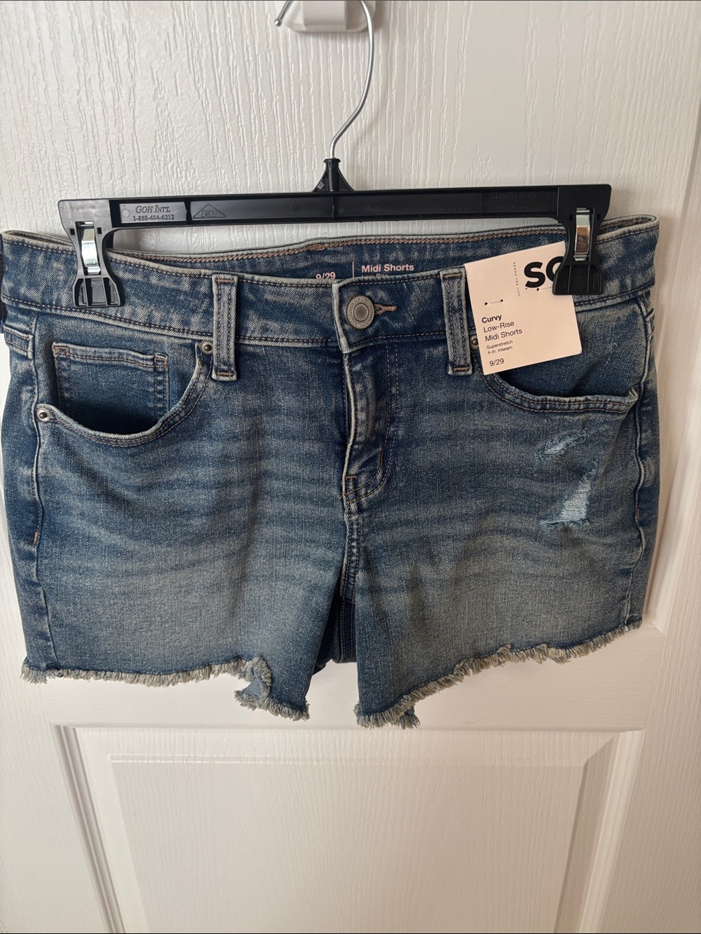Sonoma Distressed Blue Denim Midi Shorts